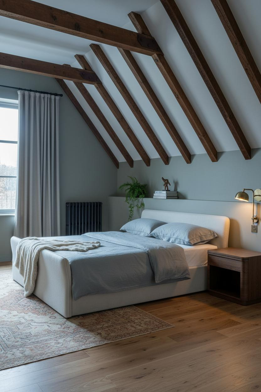 Modern Earthy Attic Bedroom Warm Minimalist