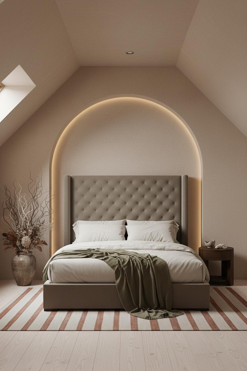 Modern Earthy Attic Bedroom Warm Minimalist