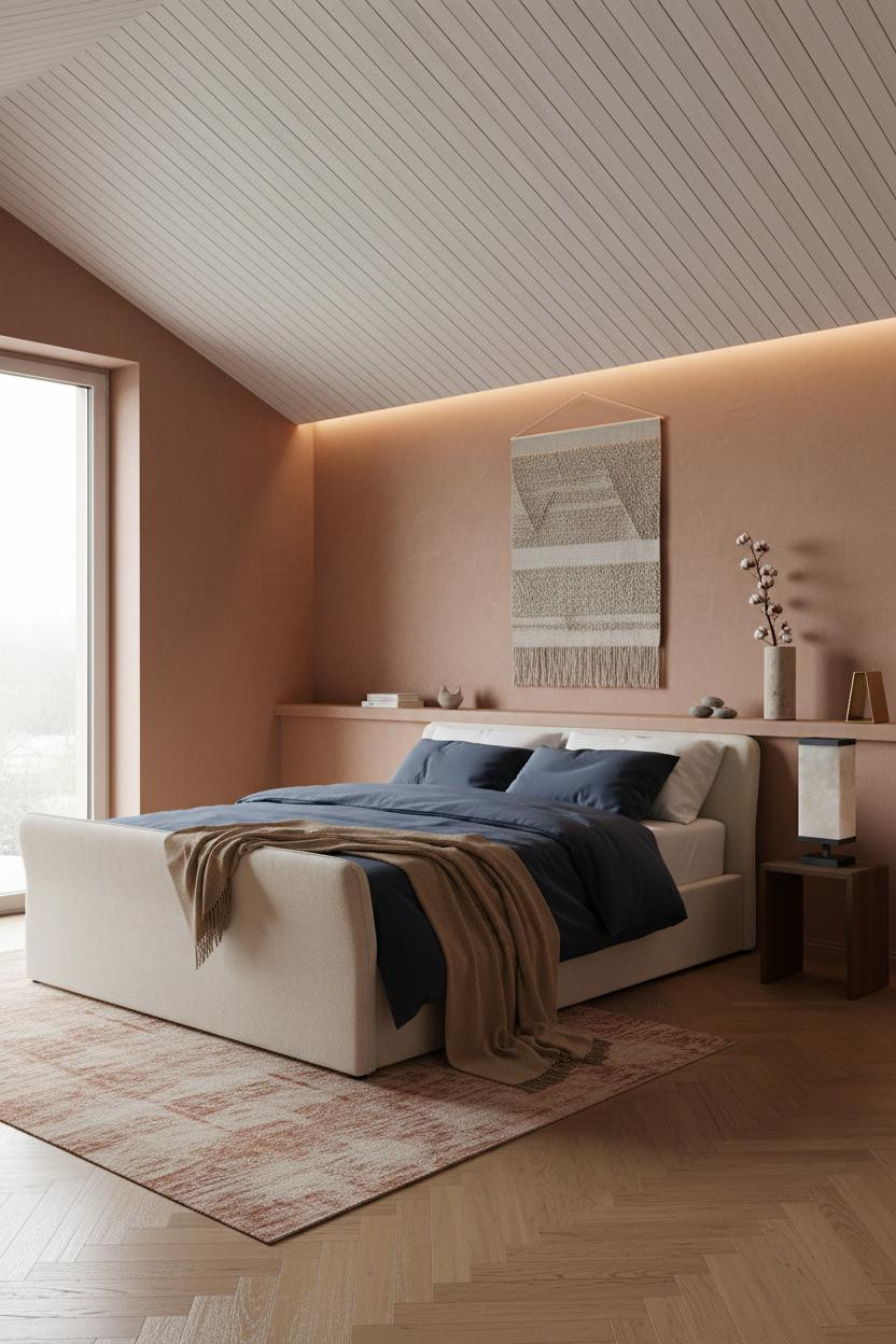 Modern Earthy Bedroom Attic Whitewashed Timber