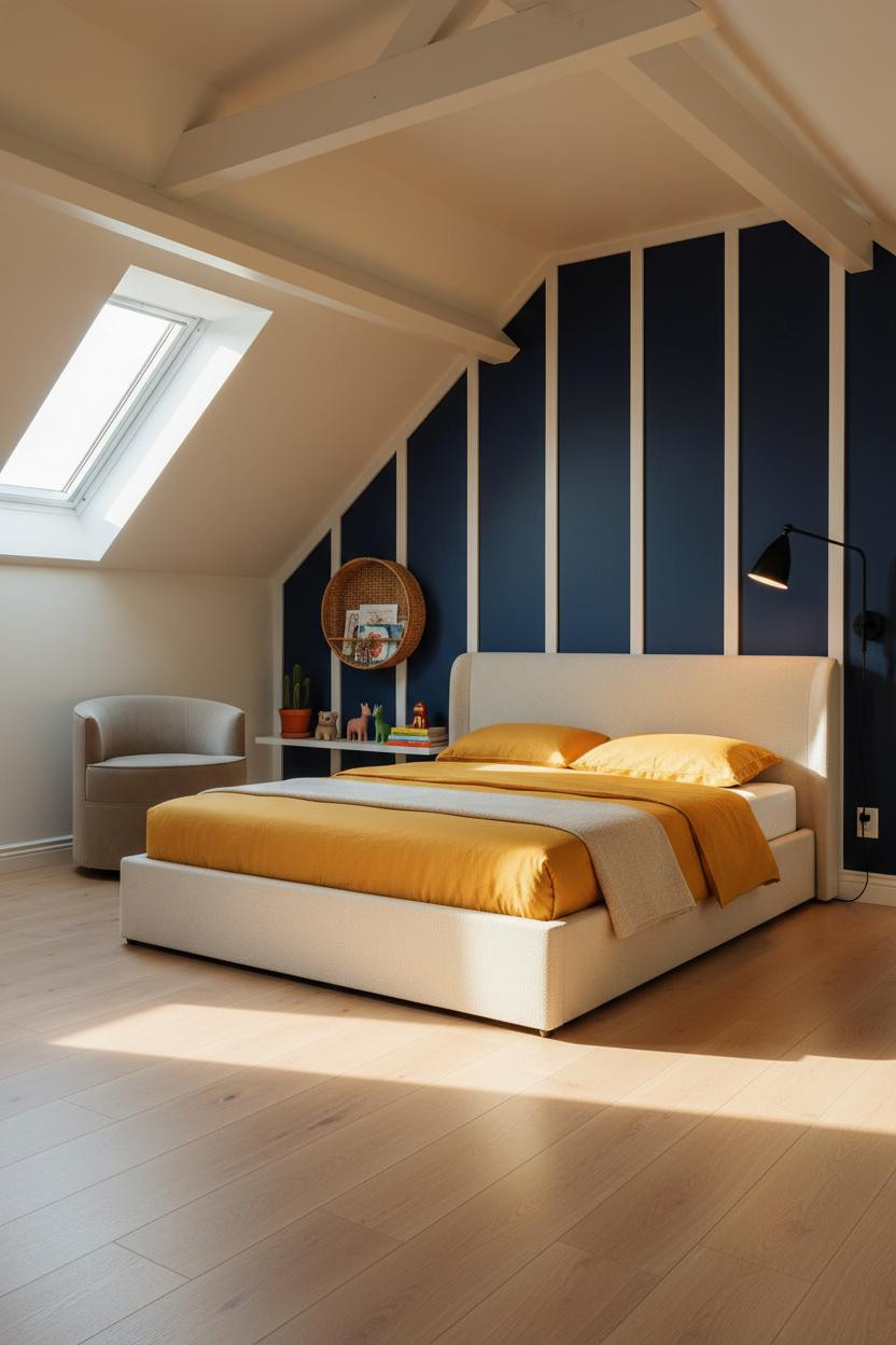 Modern Kids Bedroom Navy Japandi Attic Design