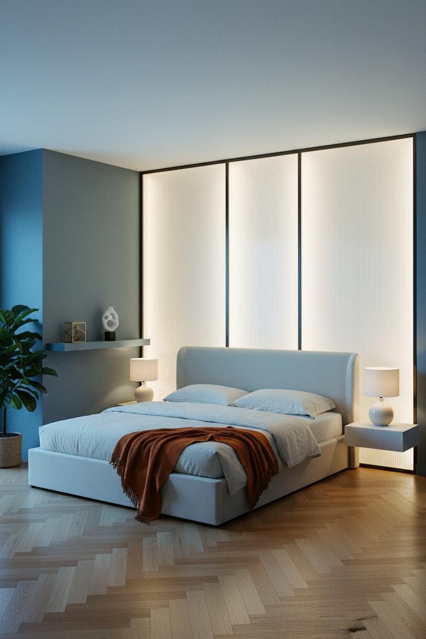 Modern Luxury Bed Design Backlit Panel