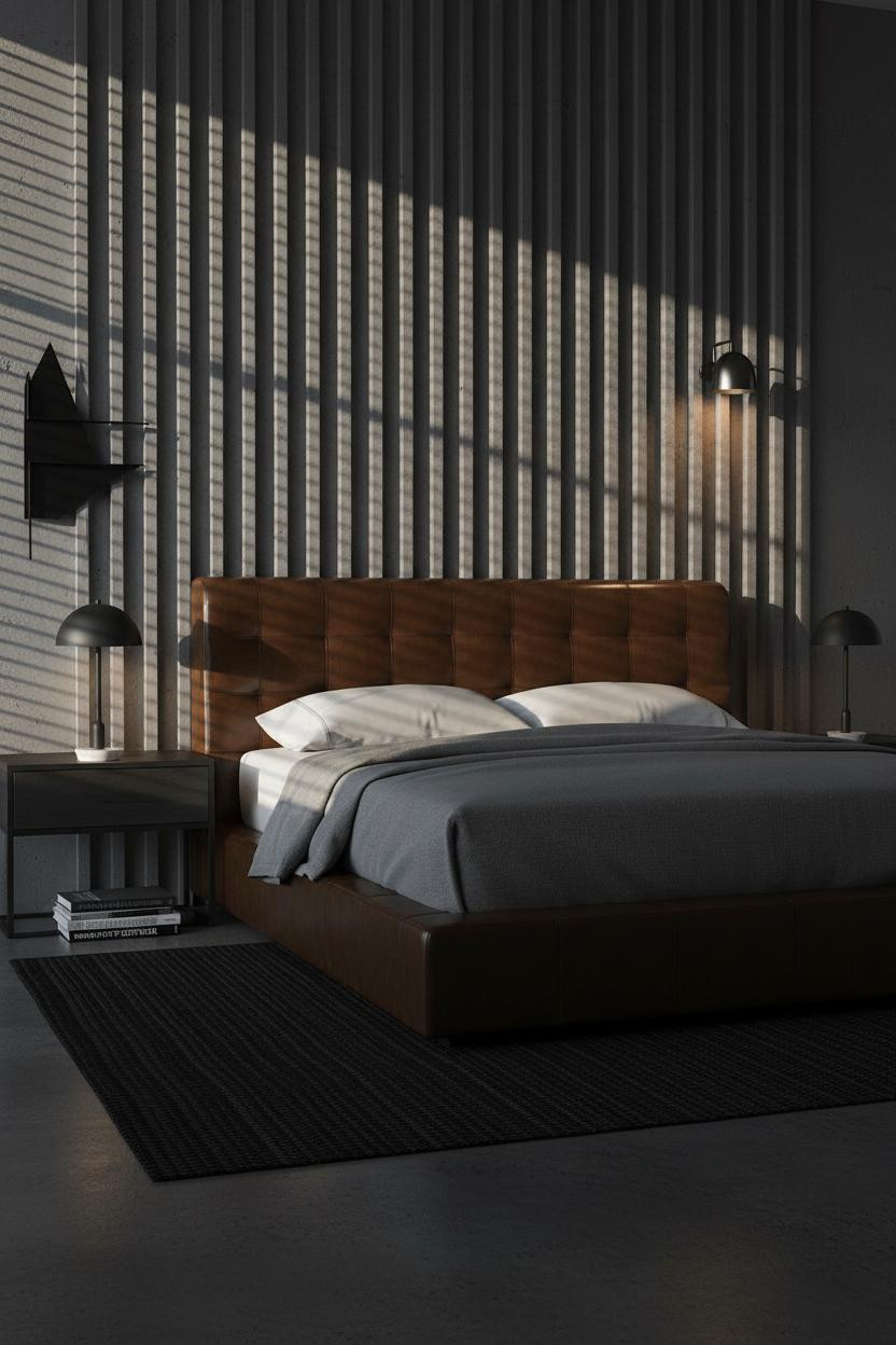 Modern Masculine Bedroom Industrial Concrete Wall