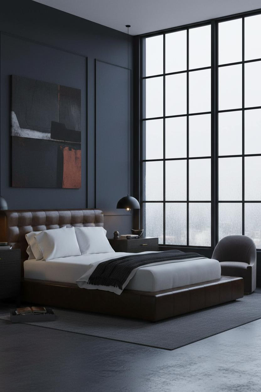 Modern Masculine Bedroom Industrial Window