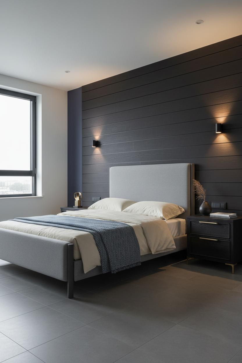 Modern Nightstand Contemporary Bedside Dark Wood