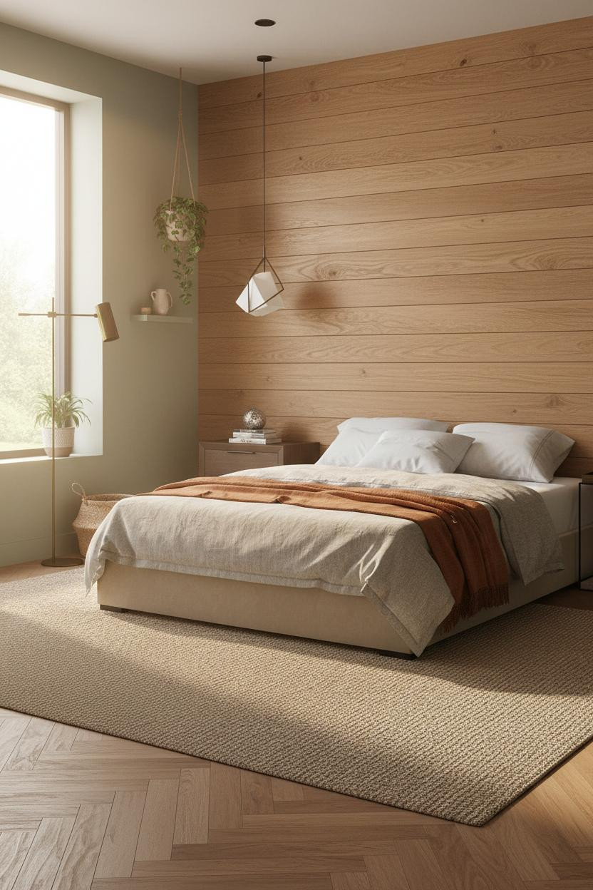 Modern Platform Bed Oak Shiplap Design