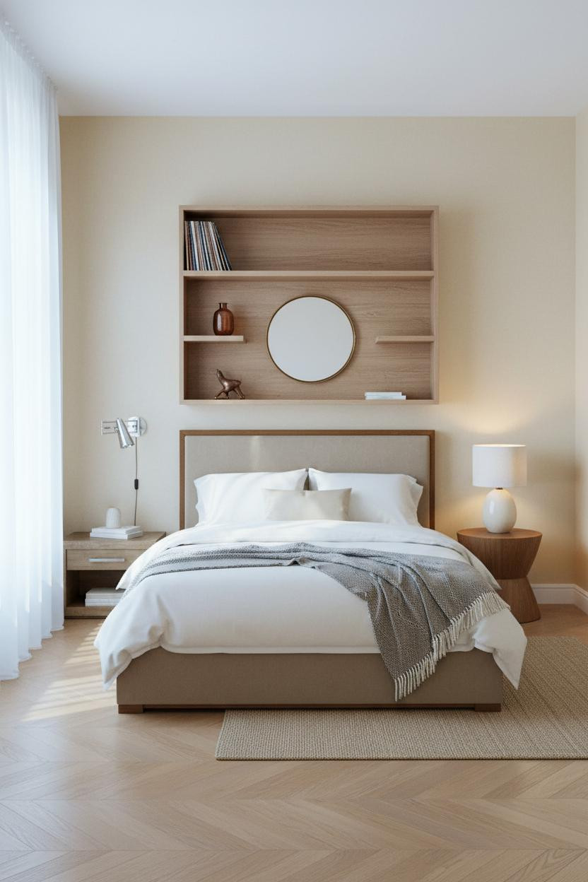 Modern Single Bed Floating Headboard Small Room