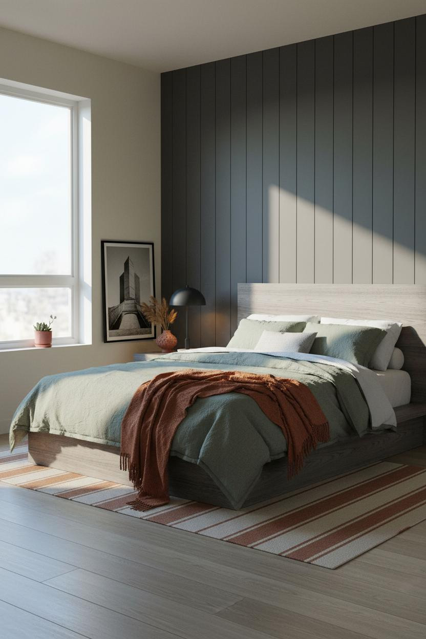 Modern Teen Boy Bedroom Charcoal Shiplap Earthy