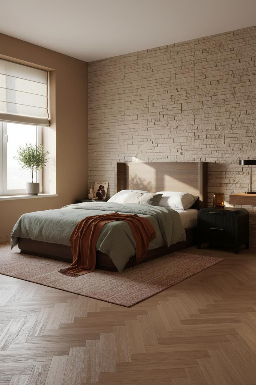 Modern Teen Boy Bedroom Stone Accent