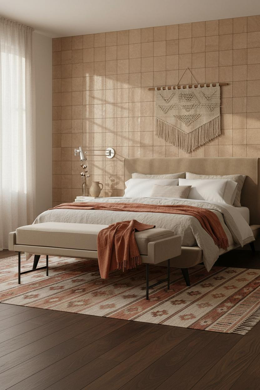 Neutral Earthy Bedroom Ceramic Gallery Wall
