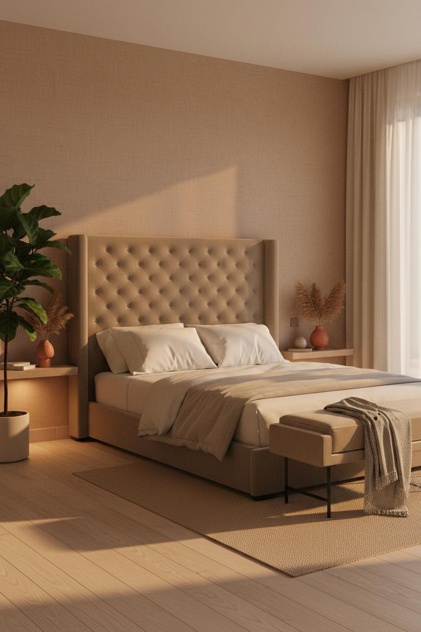 Neutral Earthy Bedroom Warm Clay Walls