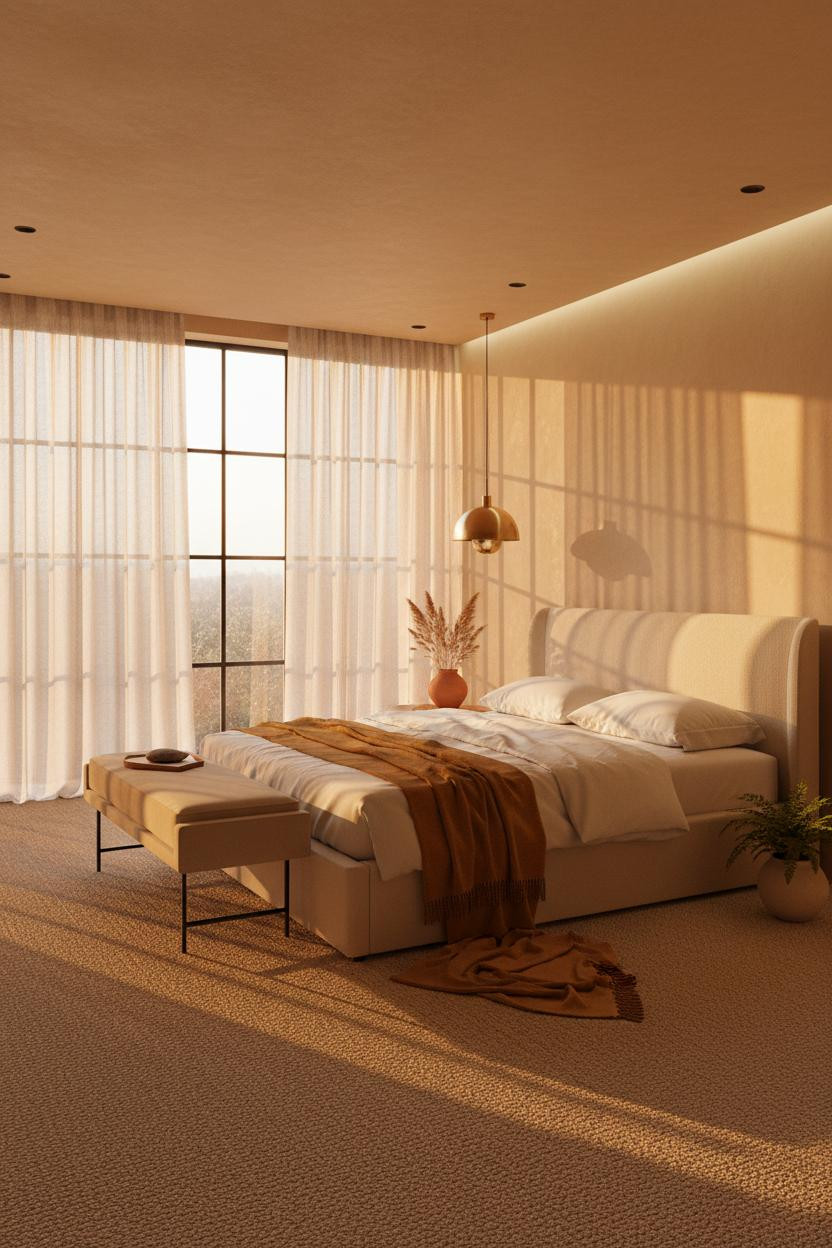 Neutral Earthy Bedroom Warm Golden Light