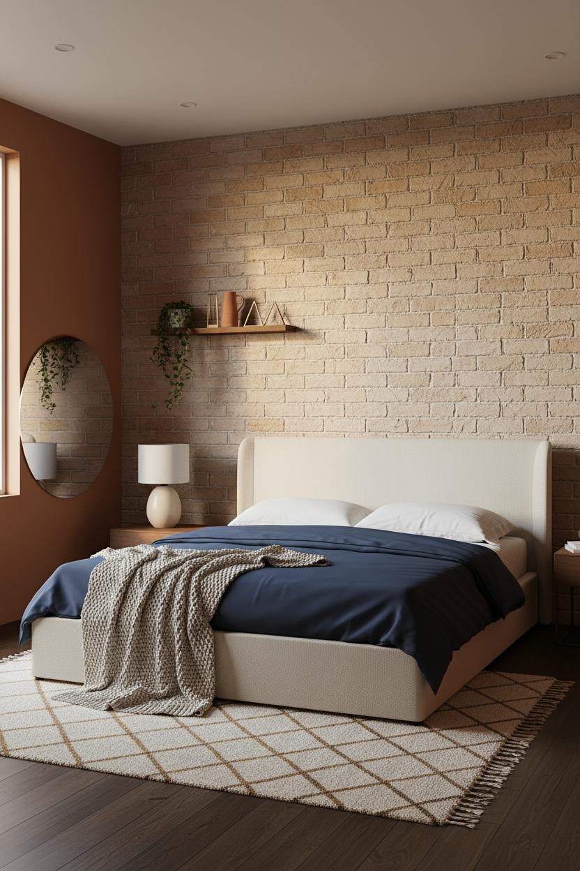 New Bed Designs Japandi Brick Accent Wall