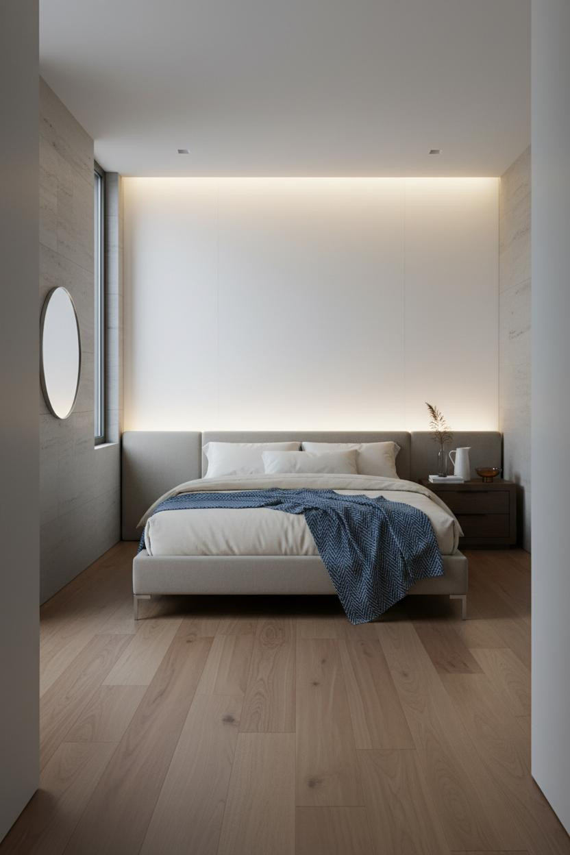 Platform Bed Backlit Headboard Modern