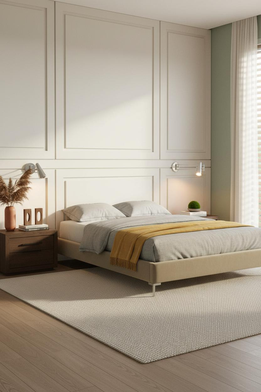 Platform Bed Japandi Bedroom Sage Walls