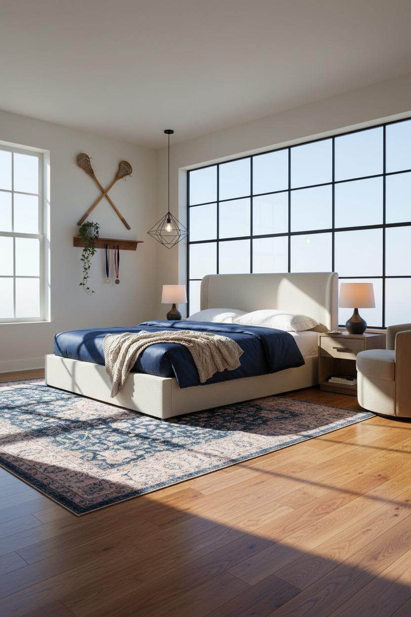 Preppy Teen Bedroom Navy Blush Scandi