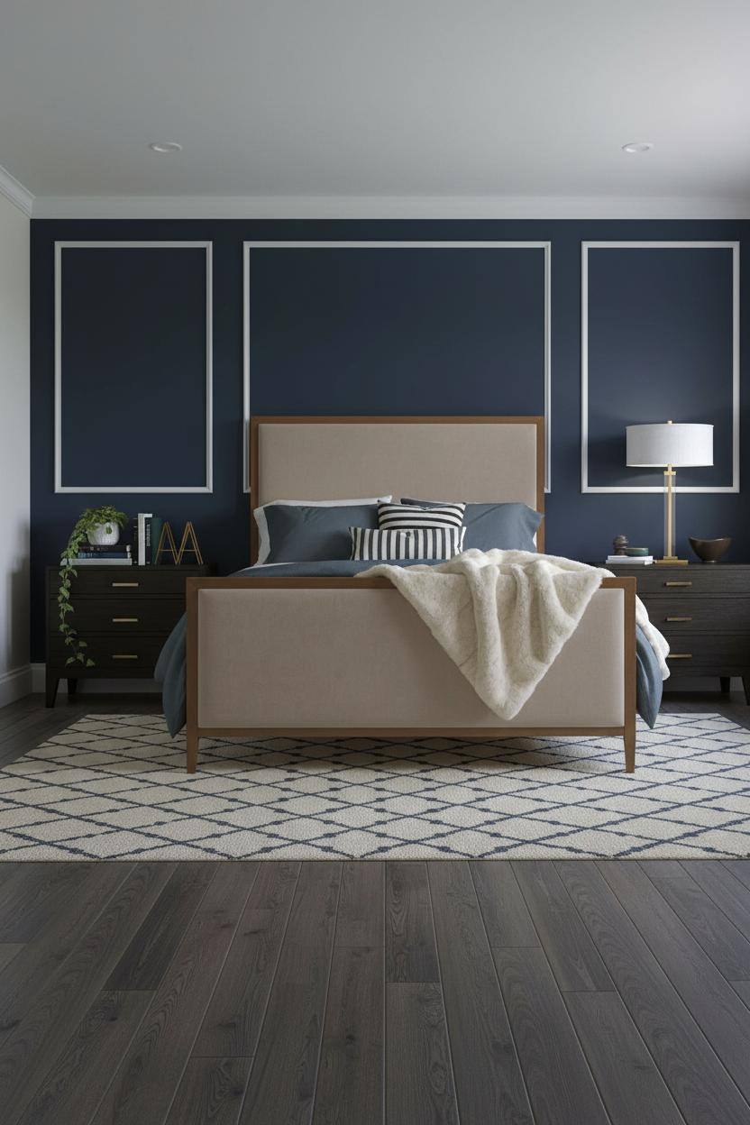 Preppy Teen Bedroom Navy Board Batten