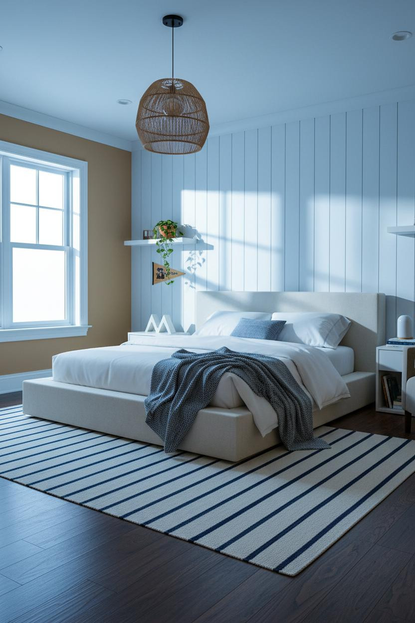 Preppy Teen Bedroom Navy Shiplap Coastal