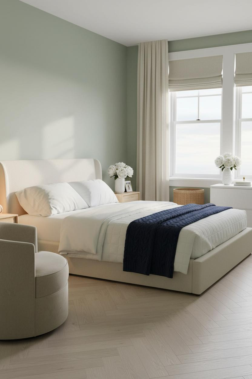 Preppy Teen Bedroom Sage Green Cream