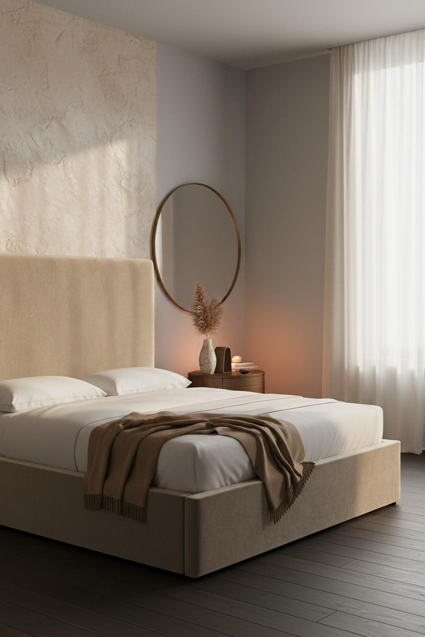 Quiet Luxury Bedroom Textured Plaster Natural Light