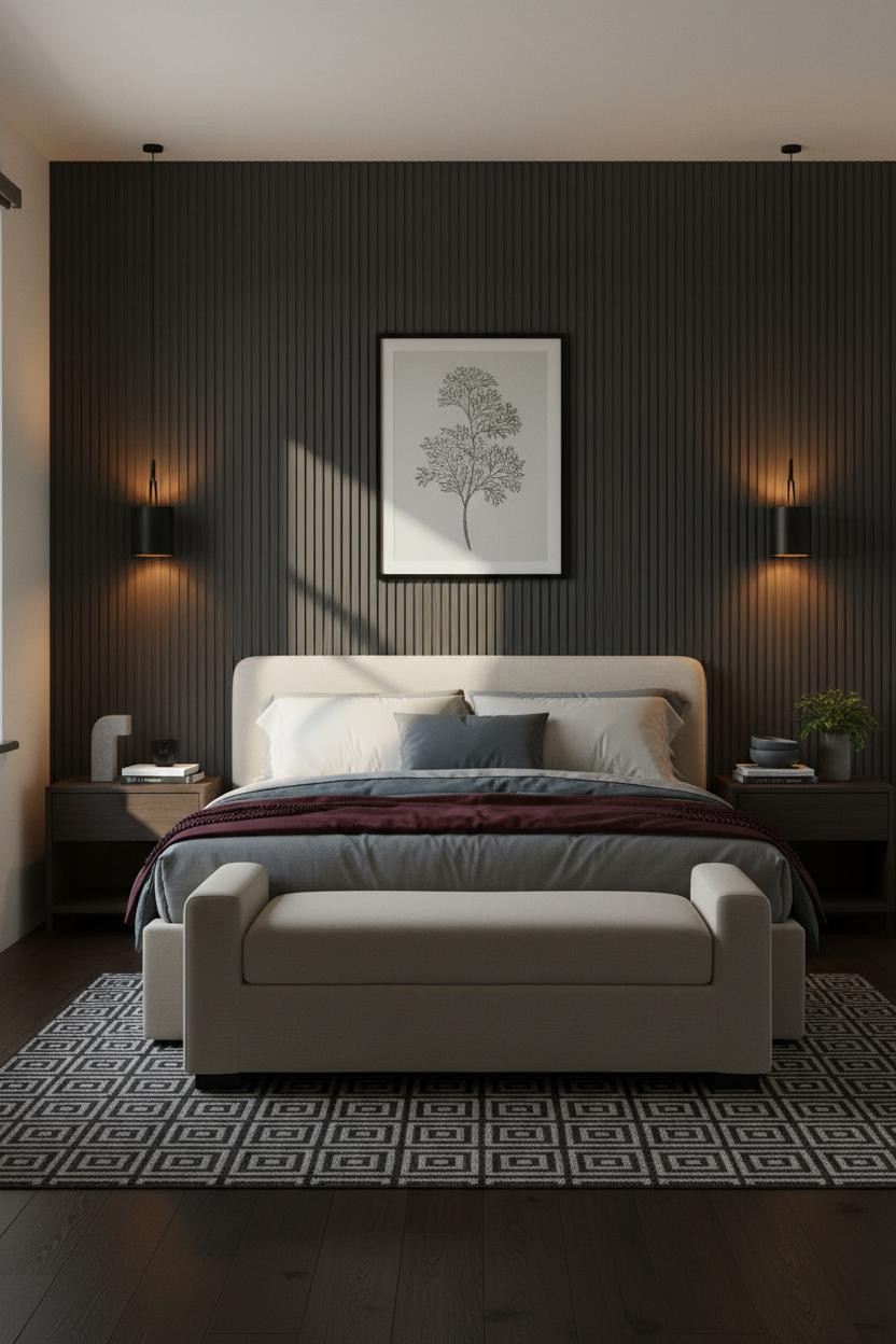 Romantic Couples Bedroom Charcoal Sconces