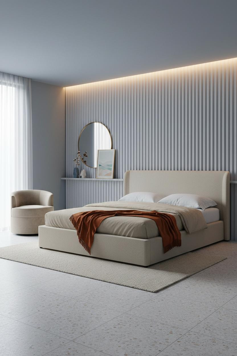 Simple Teen Bedroom Fluted Accent Wall