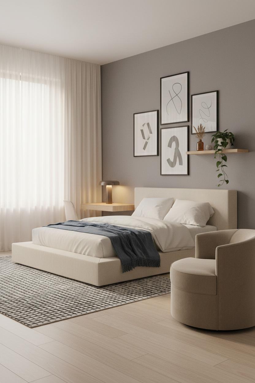 Simple Teen Bedroom Gallery Wall