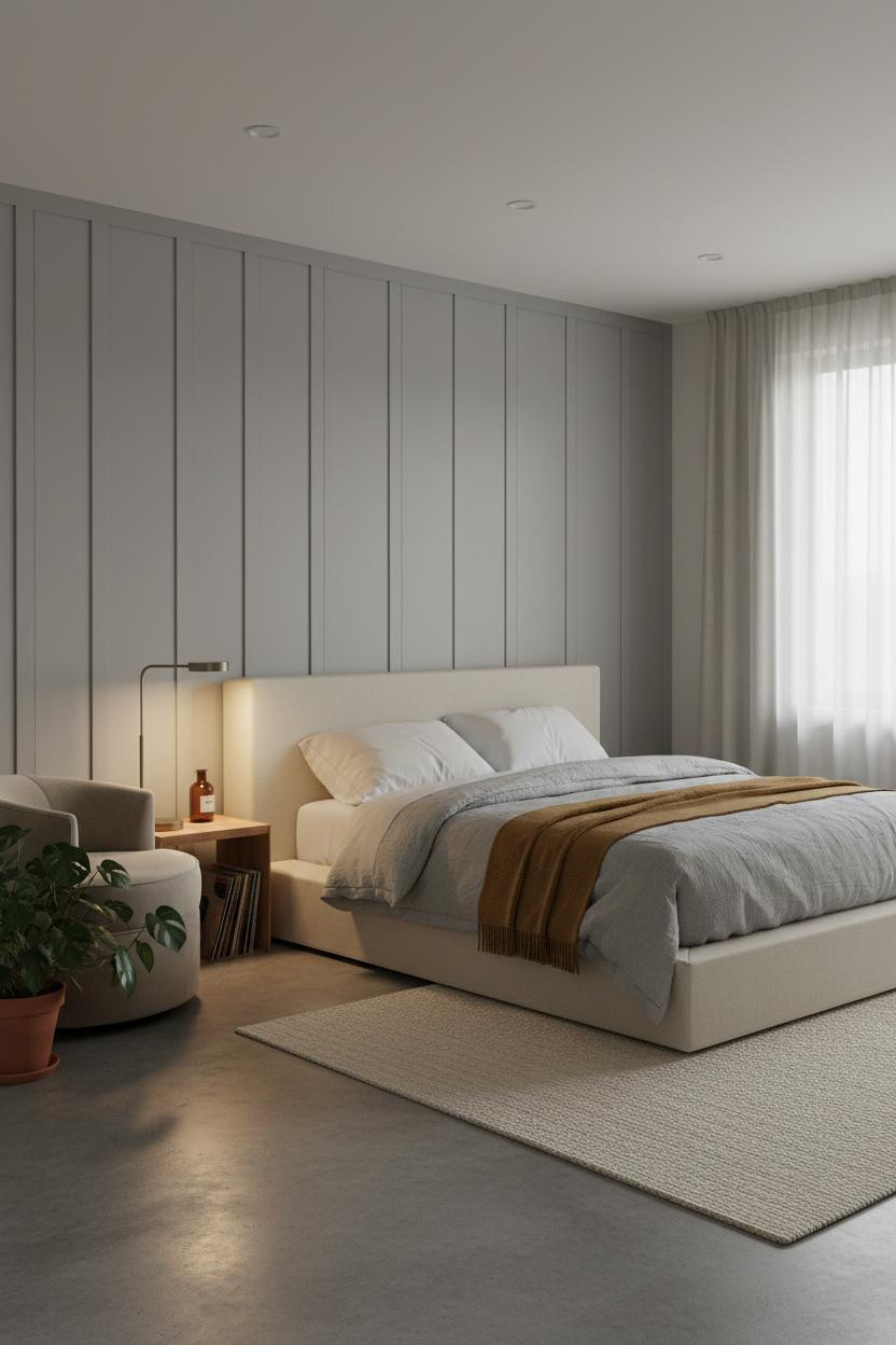 Simple Teen Bedroom Grey Board and Batten