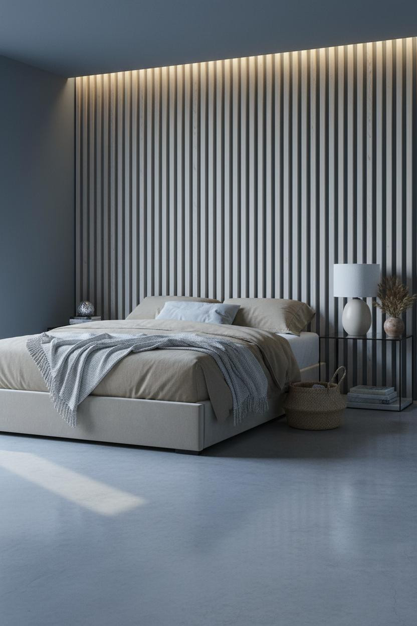 Single Bed Design Fluted Headboard Modern