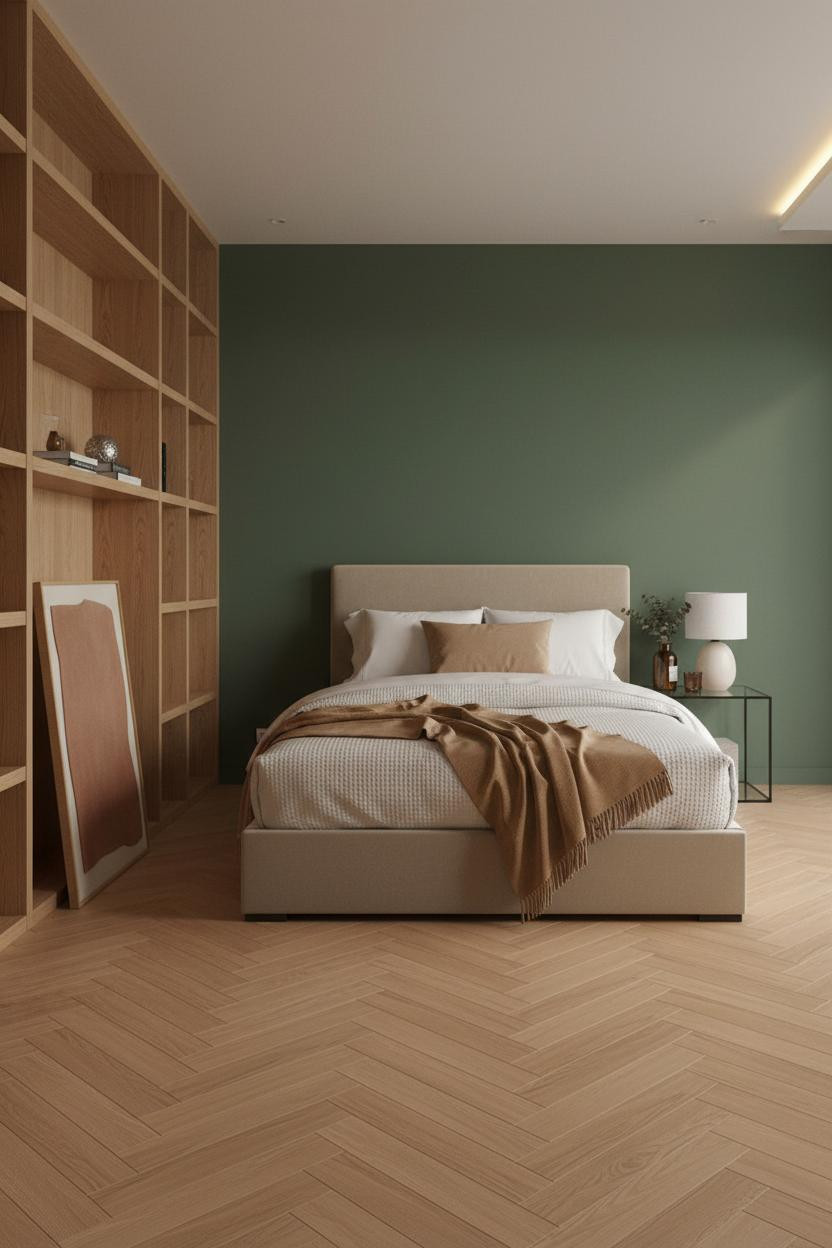 Single Bed Design Japandi Oak Shelving