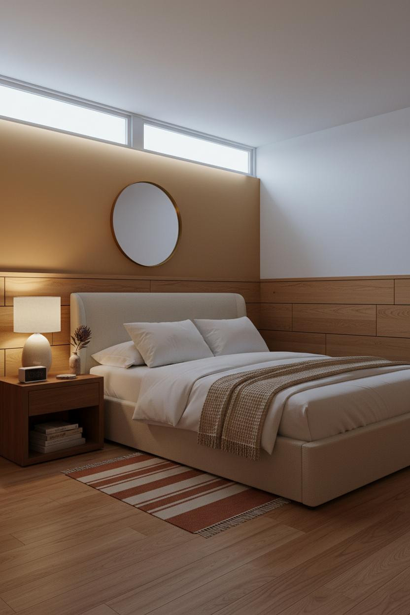 Single Bed Design MCM Wainscoting Bedroom