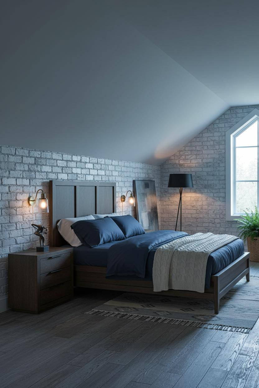 Slanted Ceiling Bedroom Attic Farmhouse