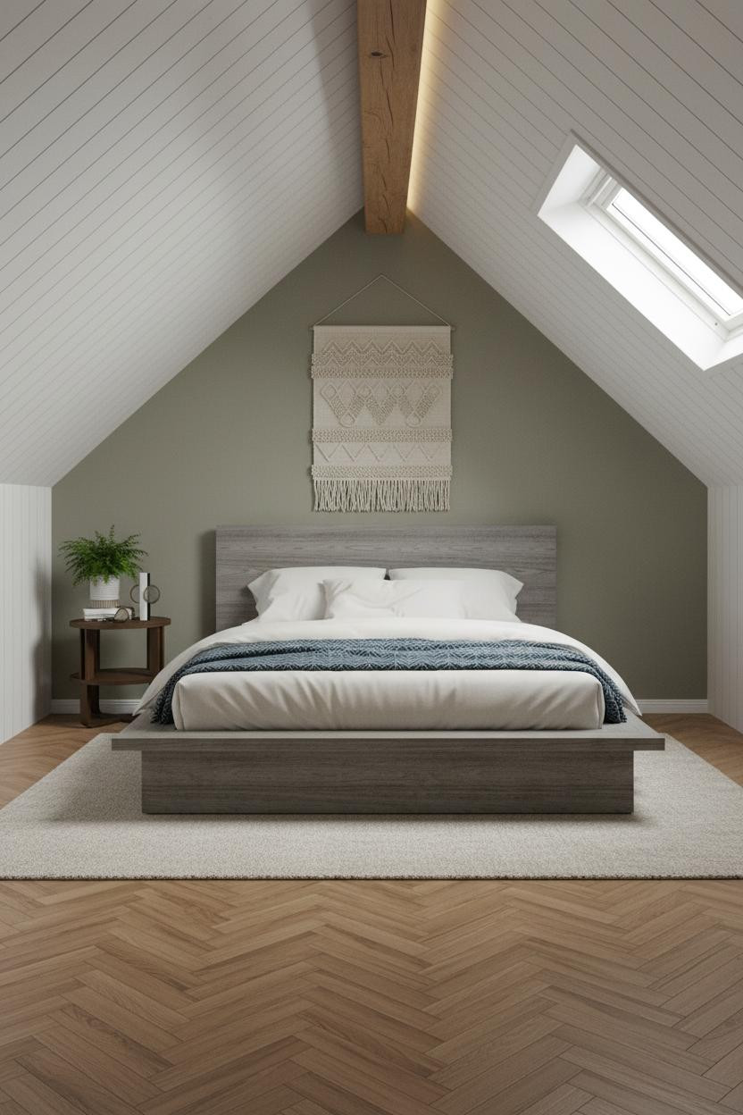 Slanted Ceiling Bedroom Attic Skylight