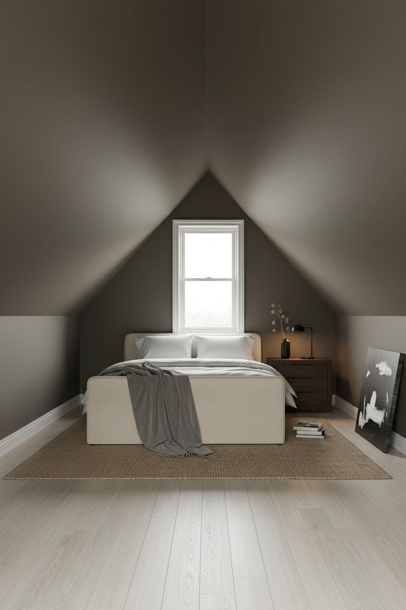 Slanted Ceiling Bedroom Charcoal Walls Attic