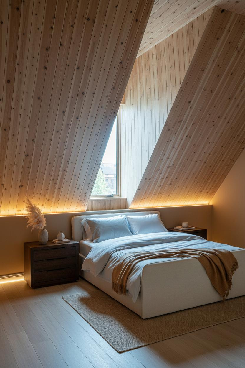 Slanted Ceiling Bedroom Japandi Attic
