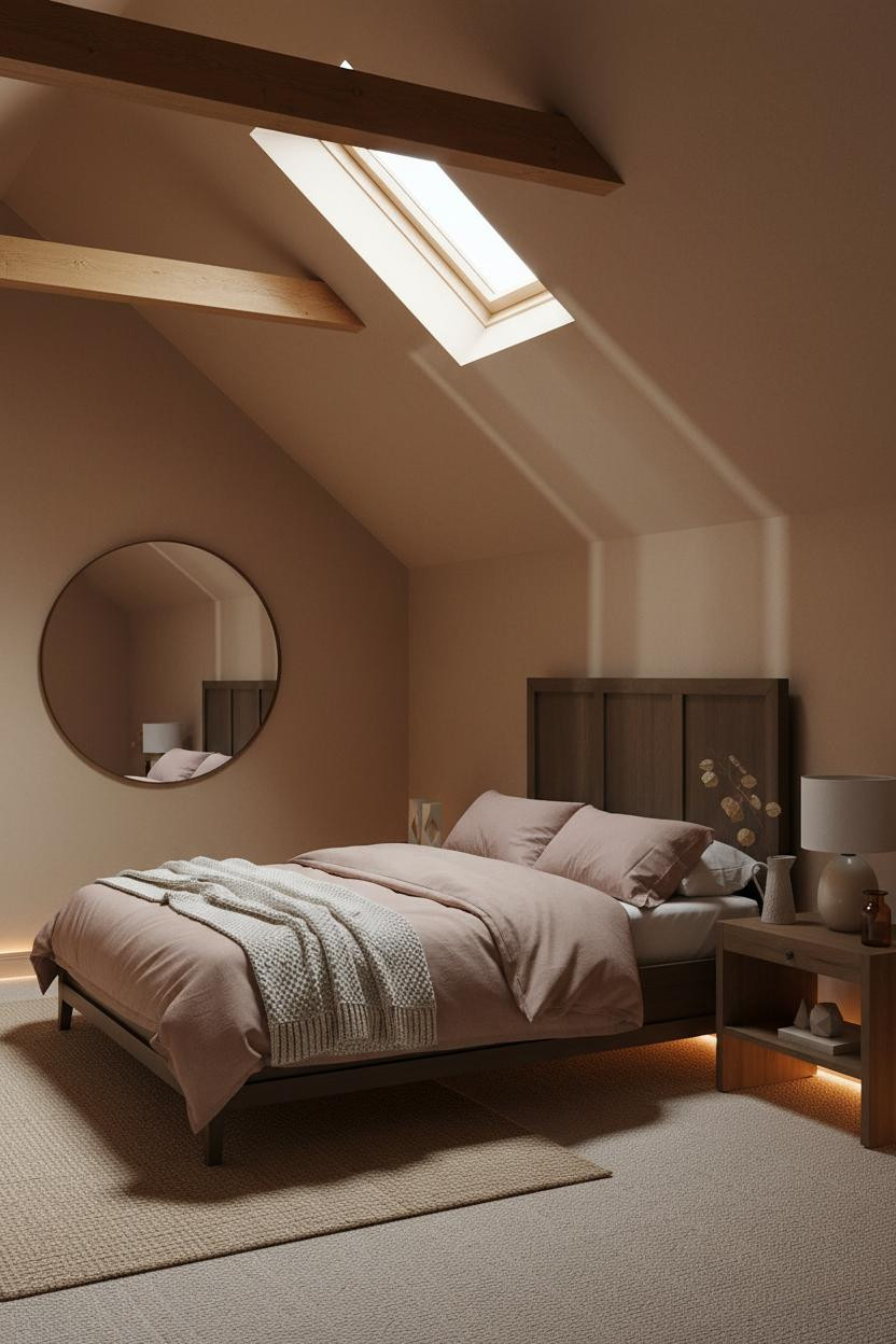 Slanted Ceiling Bedroom Timber Skylight