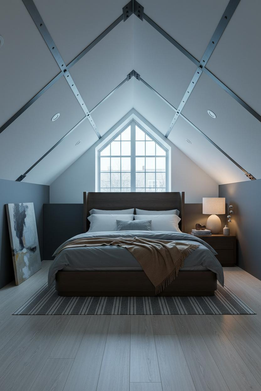 Sloped Ceiling Bedroom Angled Attic Industrial