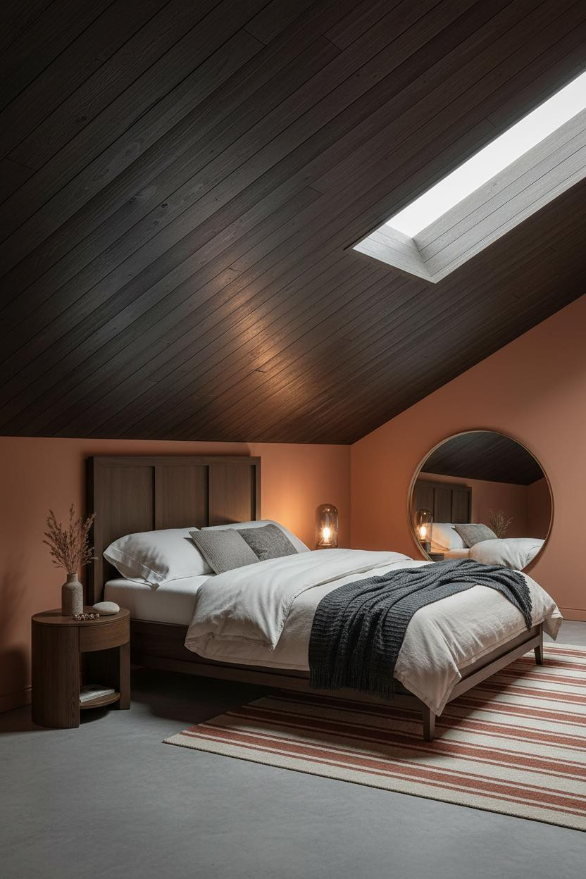 Sloped Ceiling Bedroom Angled Wood Planks