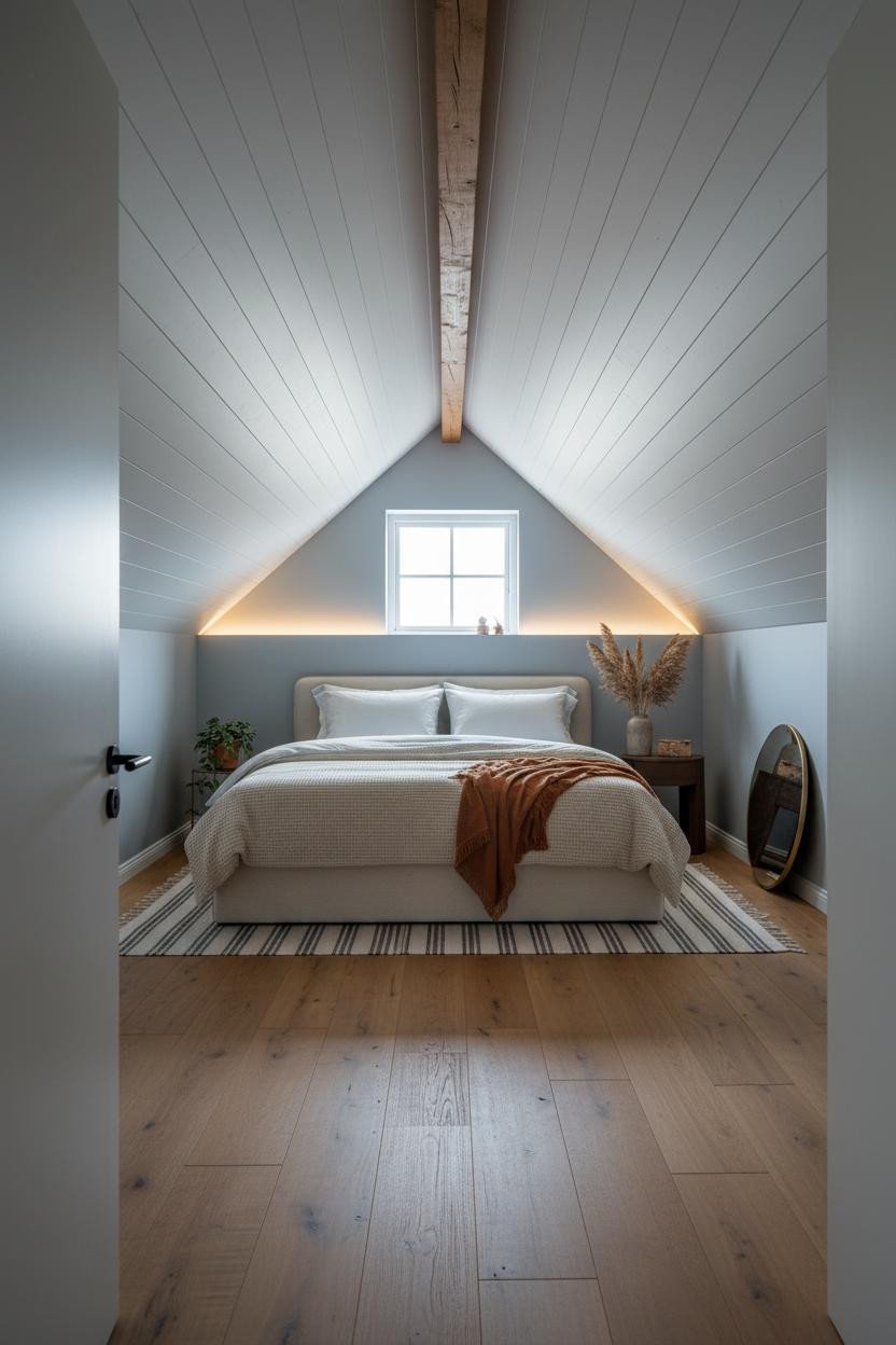 Sloped Ceiling Bedroom Attic Farmhouse