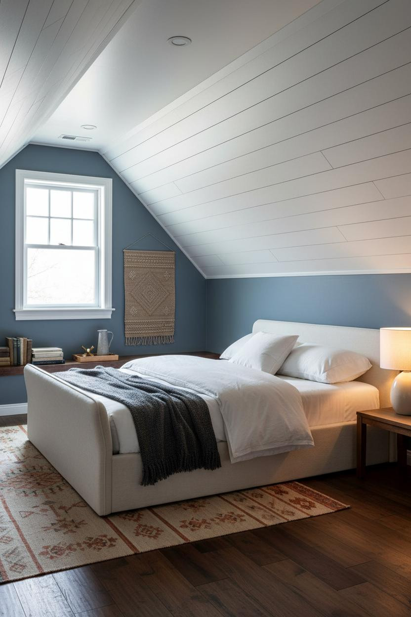 Sloped Ceiling Bedroom Attic Shiplap Dormer