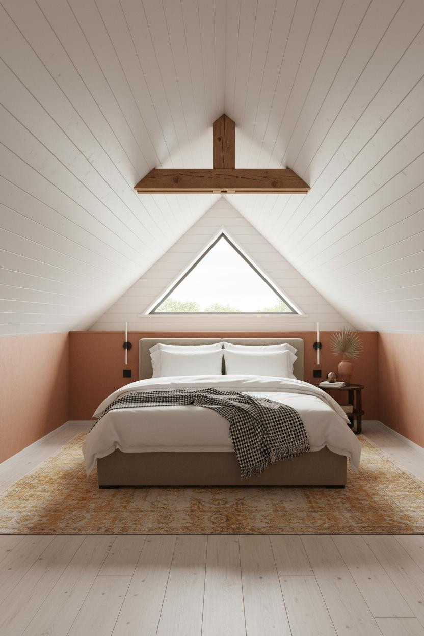 Sloped Ceiling Bedroom Exposed Beam Attic