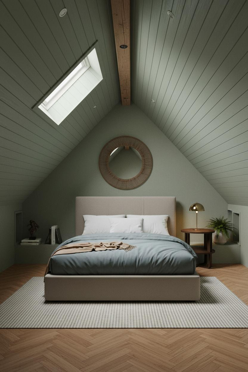 Sloped Ceiling Bedroom Sage Shiplap Attic
