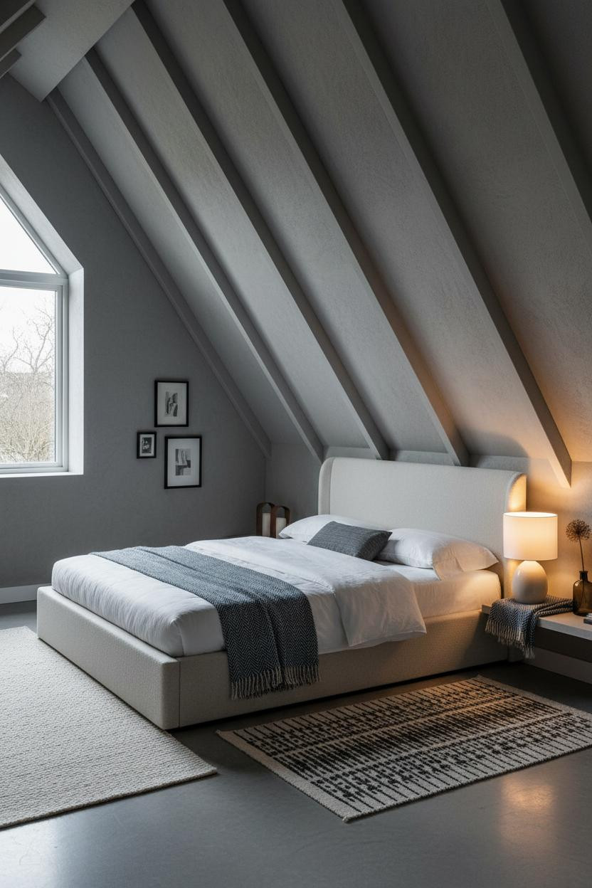Small Attic Bedroom Angled Roof Design