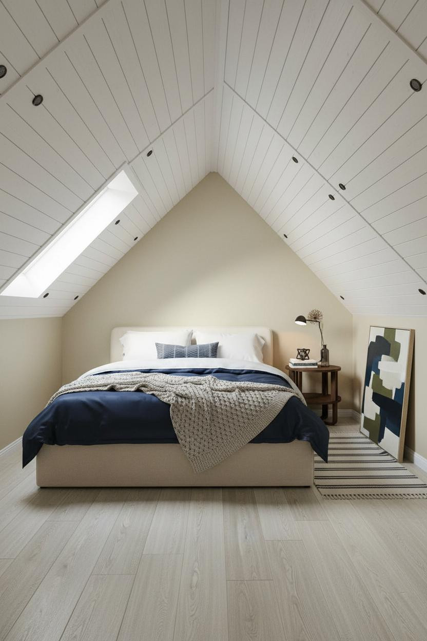Small Attic Bedroom Slanted Walls Botanical