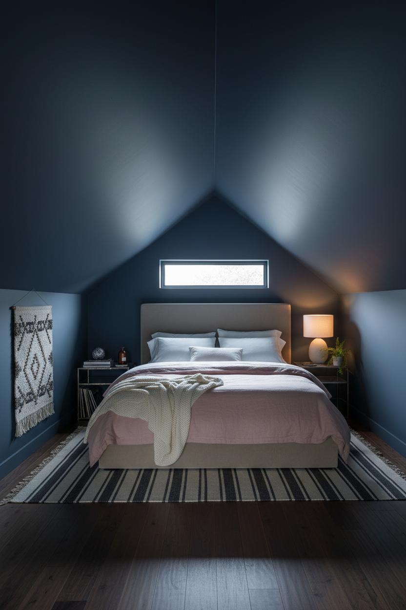 Small Attic Bedroom Slanted Walls Coastal