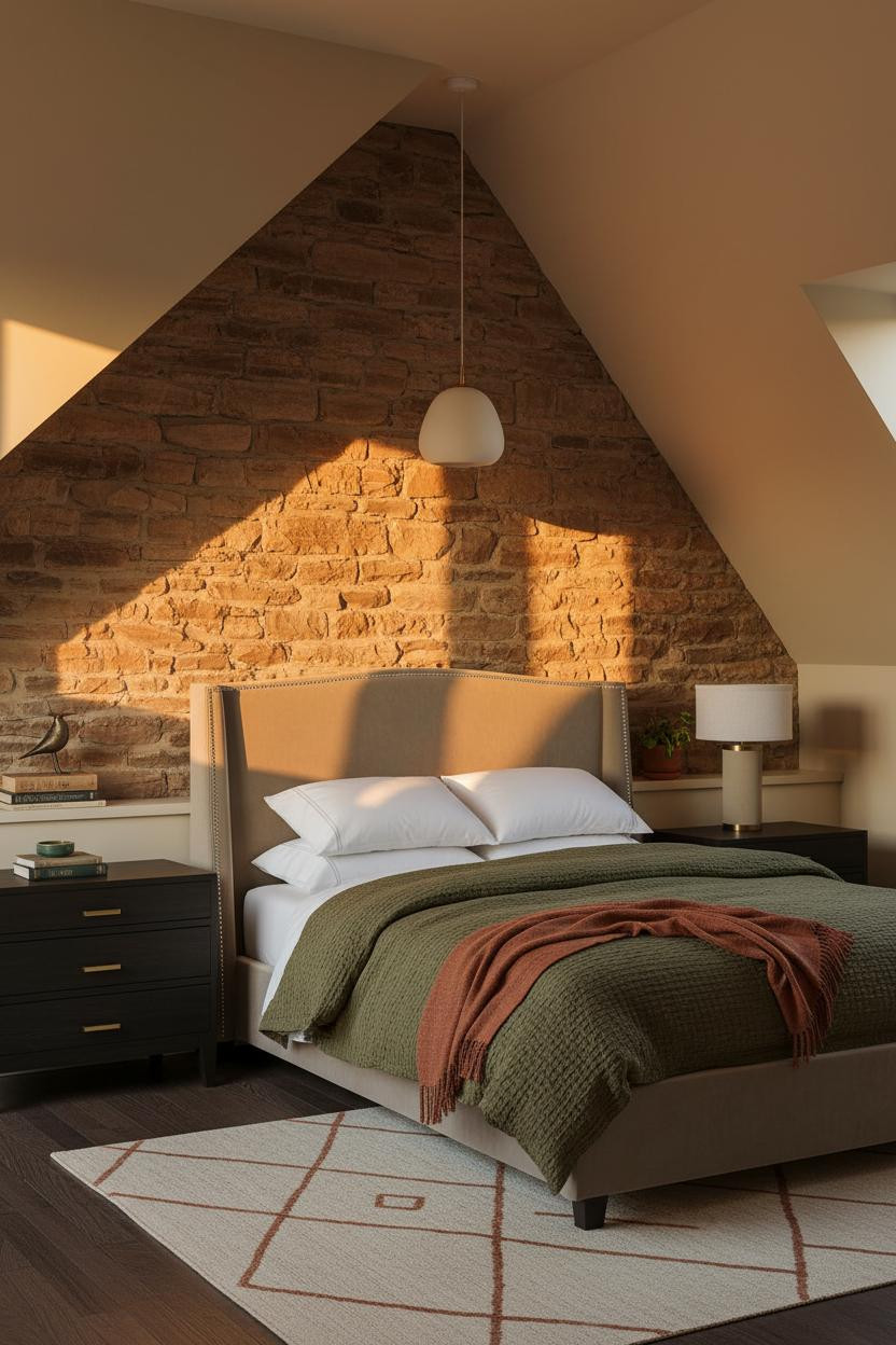 Small Attic Bedroom Slanted Walls Stone