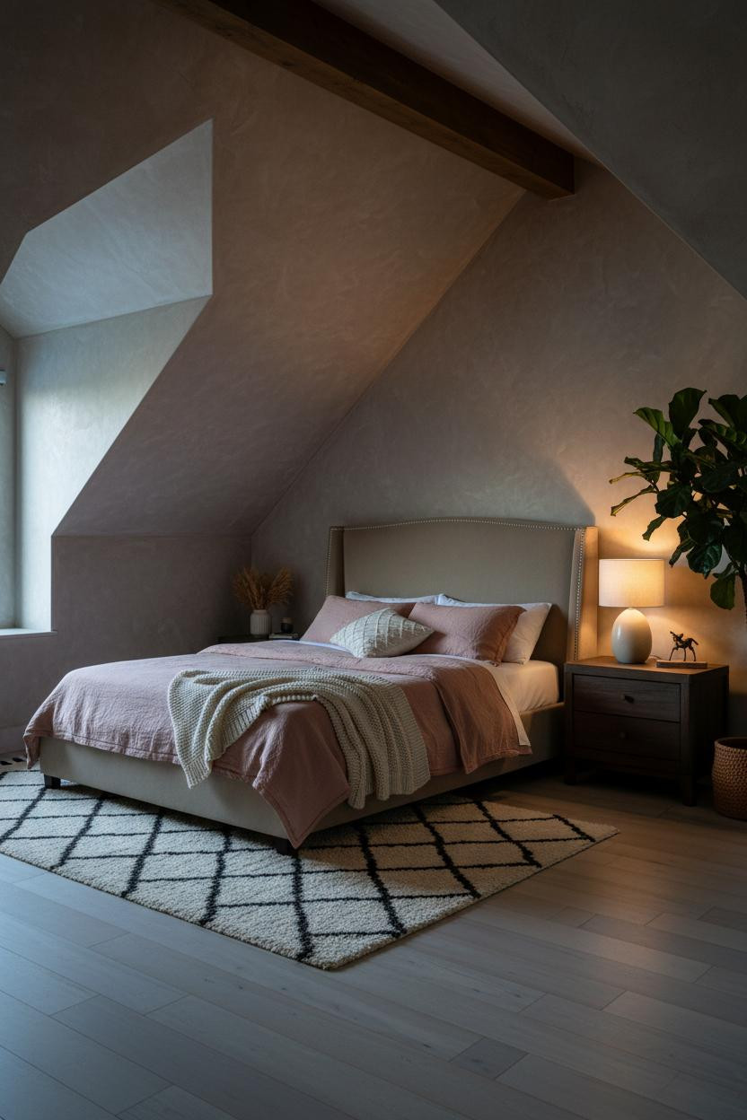 Small Attic Bedroom Sloped Walls Design