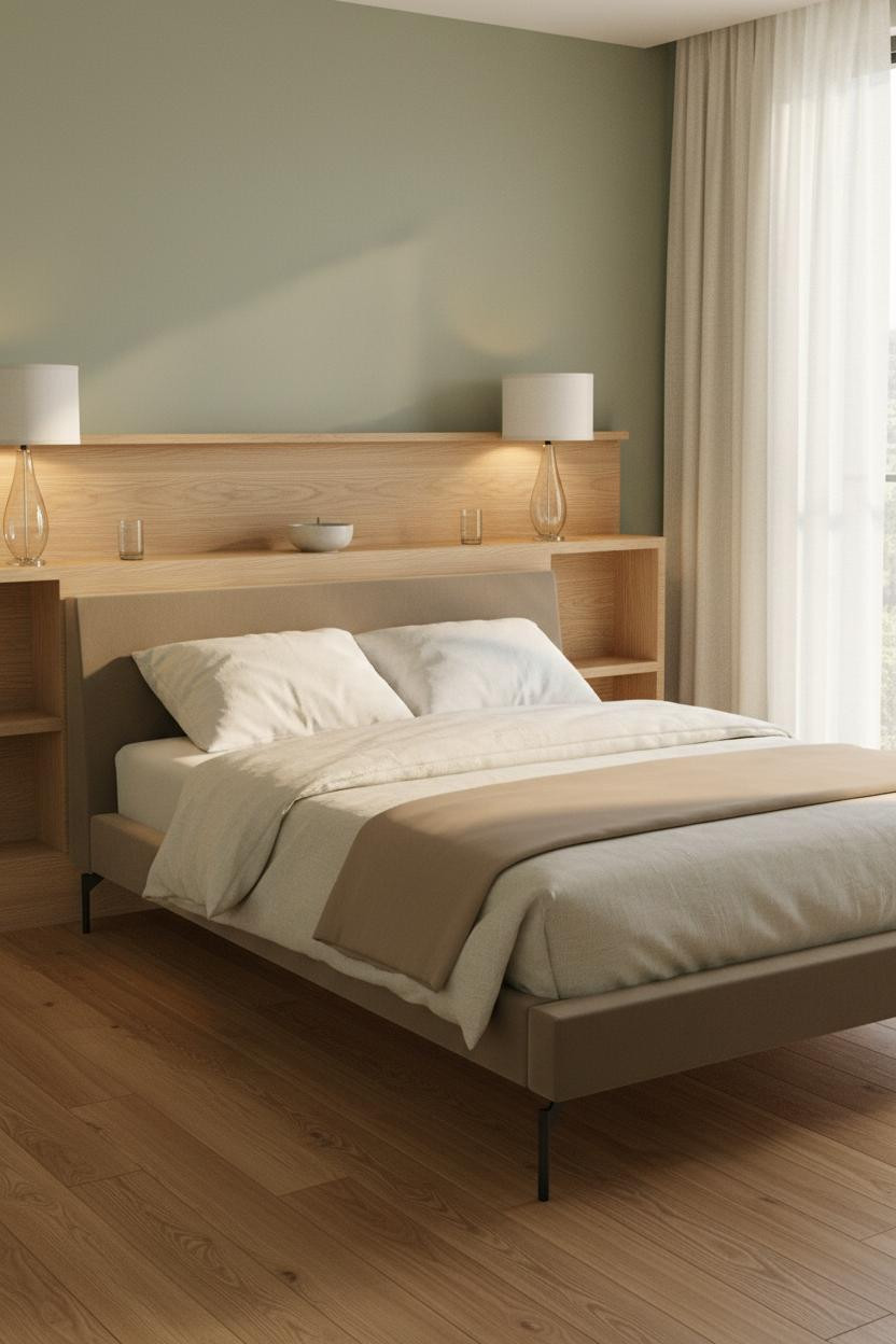 small-bedroom-couples-sage-green-oak-shelving.jpg