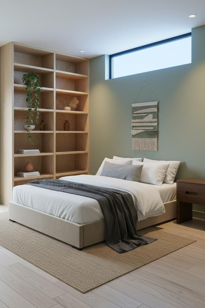 Small Bedroom Design Japandi Shelving