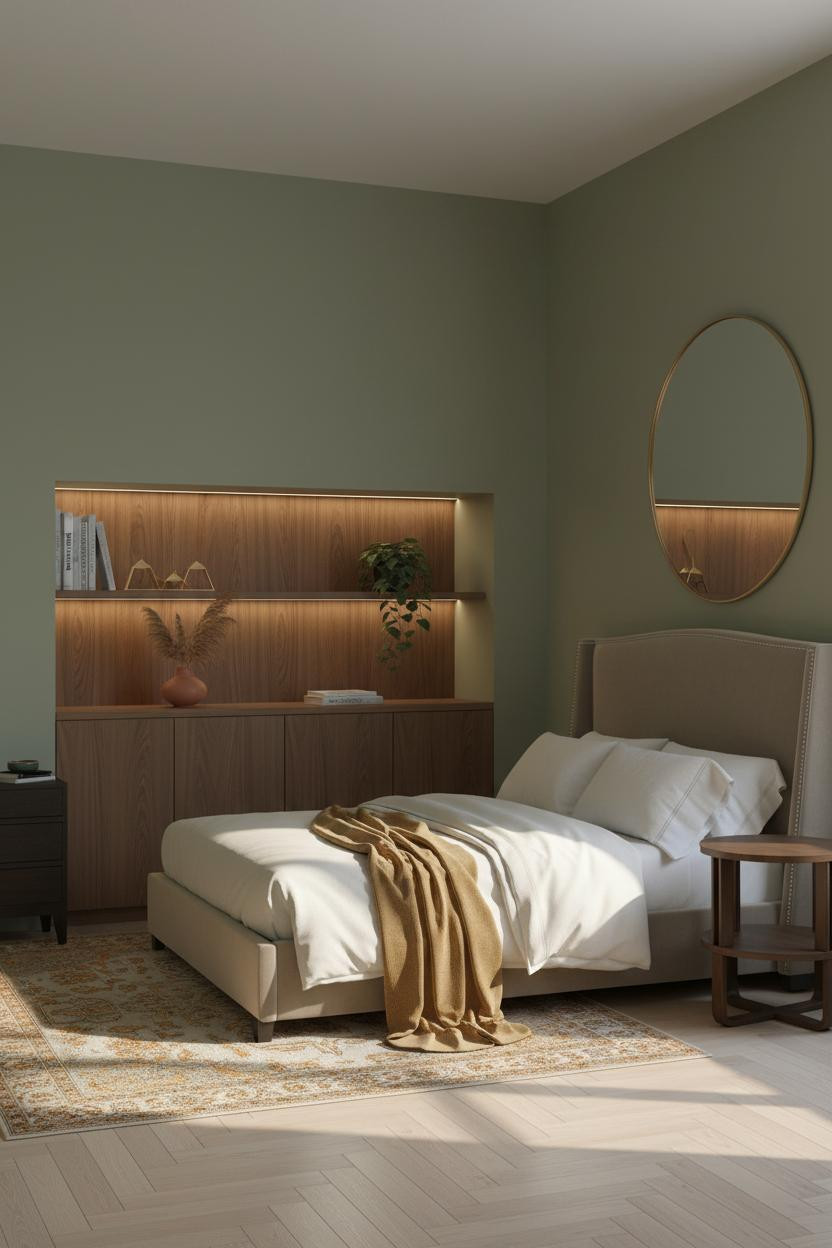 Small Bedroom Design MCM Niche Storage