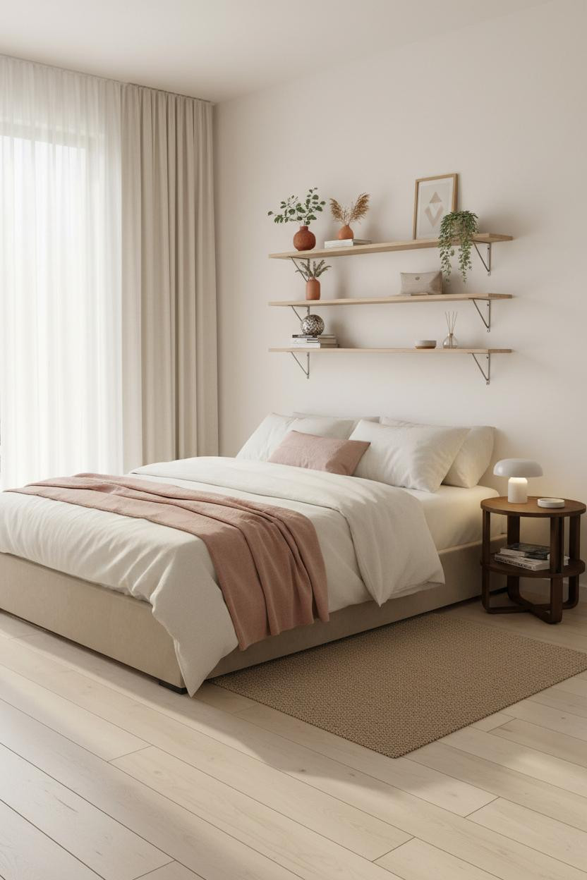 Small Bedroom DIY Floating Shelves Scandi